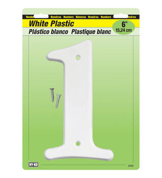 Hy-Ko Plastic White Number 1 6 in. Mounting Screws