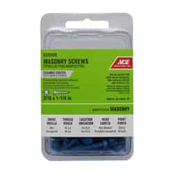 Ace 3/16 in. x 1-1/4 in. L Slotted Hex Washer Head Ceramic Steel Masonry Screws 25 pk