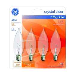 GE Lighting 40 watts CA10 Incandescent Light Bulb 370 lumens White (Clear) Bent Tip 4 pk