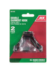 Ace Oil Rubbed Bronze 1 in. L Metal Small Bronze Double Garment 2 pk Hook