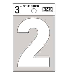 Hy-Ko 3 in. White Vinyl Self-Adhesive Number 2 1 pc.