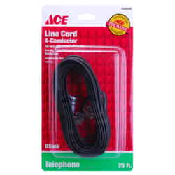 Ace 25 ft. L Black Modular Telephone Line Cable