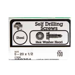 Hillman No. 6-20 x 1/2 in. L Hex Hex Washer Head Zinc-Plated Steel Self- Drilling Screws 100