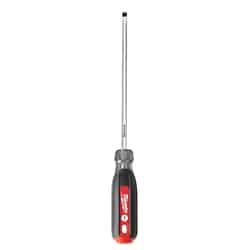 Milwaukee 6 in. Slotted Cabinet Screwdriver Chrome-Plated Steel Red 1 pc. Cushion Grip 3/16 in