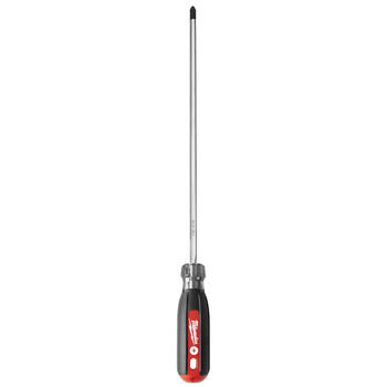 Milwaukee 10 in. Cushion Grip Chrome-Plated Steel Red 1 pc. #2 Screwdriver Phillips