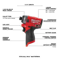 Milwaukee M12 FUEL 12 V 1/4 in. Cordless Brushless Impact Driver Tool Only