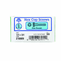 HILLMAN 1/4 in. Dia. x 3/4 in. L Heat Treated Zinc Steel Hex Head Cap Screw 100 box