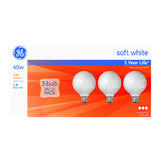 GE Lighting 40 watts G25 Incandescent Bulb 370 lumens Soft White Globe 3 pk