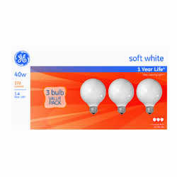 GE Lighting 40 watts G25 Incandescent Bulb 370 lumens Soft White Globe 3 pk