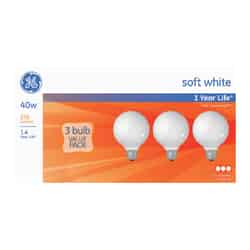 GE Lighting 40 watts G25 Incandescent Bulb 370 lumens Soft White Globe 3 pk