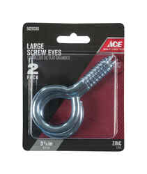 Ace 7/16 in. Dia. x 3-7/8 in. L Zinc-Plated Steel Screw Eye 325 lb. 2 pk