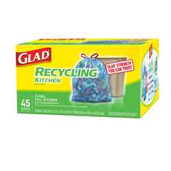 Glad Recycling 13 gal. Trash Bags Drawstring 45 pk