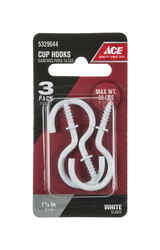 Ace Small White 1.1875 in. L 20 lb. Cup Hook 3 pk Steel