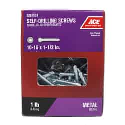 Ace 10-16 Sizes x 1-1/2 in. L Hex Hex Washer Head Zinc-Plated Steel Self- Drilling Screws 1 lb