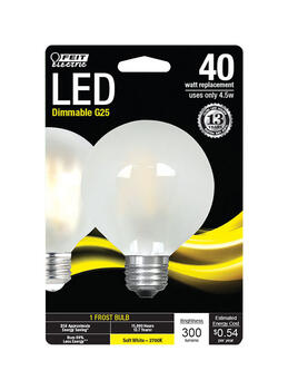 Feit Electric G25 E26 (Medium) LED Bulb Soft White 40 Watt Equivalence 1 pk