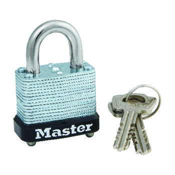 Master Lock 1-1/16 in. H X 1-1/8 in. W Laminated Steel Warded Locking Padlock 1 pk