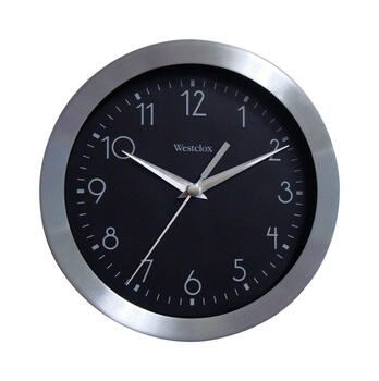 Westclox 9 in. L x 9 in. W Analog Wall Clock Metal Black Indoor