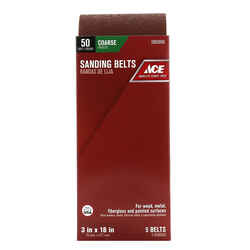 Ace 18 in. L x 3 in. W Aluminum Oxide Sanding Belt 50 Grit Coarse 5 pk