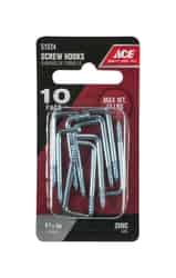 Ace Small Silver Steel 1.375 in. L Square Bend Screw Hook 10 lb. 10 pk Zinc-Plated