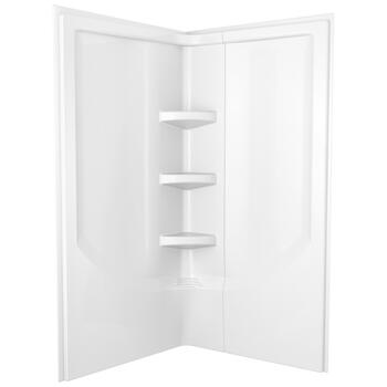 Delta Direct-to-Stud 73-7/8 in. H x 39 in. W x 39 in. L White Corner Wall Set Acrylic Reversibl