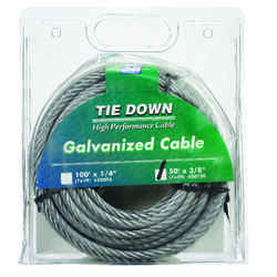 Tie Down Engineering Galvanized Galvanized Steel 3/8 in. Dia. x 50 ft. L Aircraft Cable