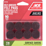 Ace Felt Self Adhesive Pad Brown Round 1 in. W 16 pk