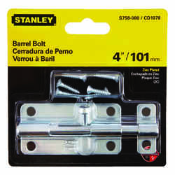 Stanley Hardware 4 in. L Zinc-Plated Steel 1 pk Barrel Bolt