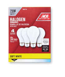 Ace 53 watts A19 Halogen Light Bulb 890 lumens Soft White Medium Base (E26) 4 pk A-Line