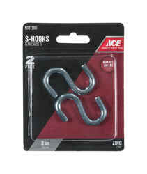 Ace Small Silver Steel 2 in. L S-Hook 150 lb. Zinc-Plated 2 pk