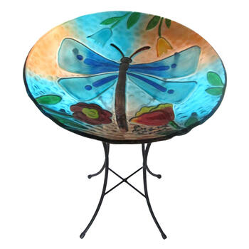 Infinity Glass 25.5 in. Flying Insect Bird Bath