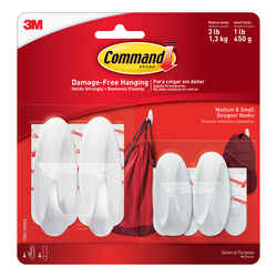 3M Command Small and Medium Hook 3-1/8 in. L 4 pk Plastic