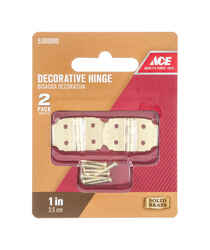 Ace 5/8 in. W x 1 in. L Polished Brass Brass Decorative Hinge 2 pk