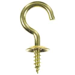 Ace Small Polished Brass Green 1.25 in. L 10 lb. Brass 5 pk Cup Hook