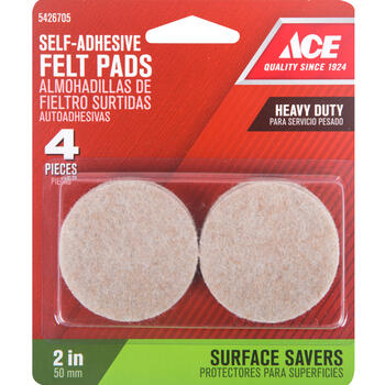 Ace Felt Self Adhesive Pad Brown Round 2 in. W 4 pk