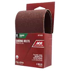 Ace 24 in. L x 3 in. W Aluminum Oxide Sanding Belt Coarse 2 pk 50 Grit