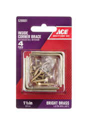 Ace 1-1/2 in. H x 2.75 in. W x 1-1/2 in. D Brass Inside L Corner Brace