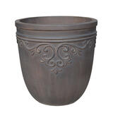 Southern Patio GRC 14-1/2 in. H x 14 in. W Brown Cement Round Midrise Planter