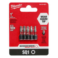 Milwaukee SHOCKWAVE #1 x 1 in. L Impact Duty Steel 1/4 in. Hex Shank 5 pc. Square Screwdrive