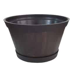 Southern 15.5 in. H x 16 in. W Brown Resin Whiskey Barrel Planter