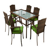 Living Accents Peyton 7 pc Brown Steel Dining Set Green