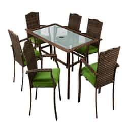 Living Accents Peyton 7 pc Brown Steel Dining Set Green