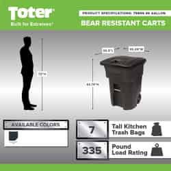 Toter Bear Tough 96 gal Polyethylene Wheeled Garbage Can Lid Included