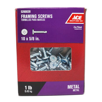 Ace No. 10 x 5/8 in. L Phillips Pan Head Zinc-Plated Steel Framing Screws 1 lb. 200 pk