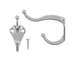 Ace 3 in. L Chrome Silver Metal Small Coat and Hat 2 pk Hook