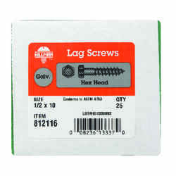 HILLMAN 1/2 in. x 10 in. L Hex Hot Dipped Galvanized Steel Lag Screw 25 pk