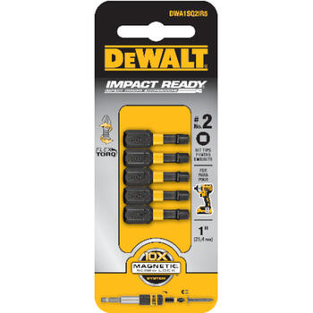 DeWalt Impact Ready #2 in. x 1 in. L Screwdriver Bit Black Oxide 1/4 in. 5 pc. Square