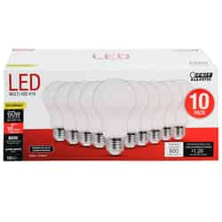 Feit Electric A19 E26 (Medium) LED Bulb Warm White 60 Watt Equivalence 10 pk