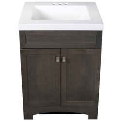 Continental Cabinets Single Semi-Gloss Grey Vanity Combo 33-1/2 in. H x 24 in. W x 18 in. D