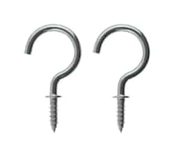 Ace Medium Silver Stainless Steel 1-1/2 in. L Hook 2 pk 30 lb.