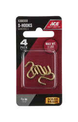 Ace Small Polished Brass Green Brass 0.6875 in. L S-Hook 5 lb. 4 pk